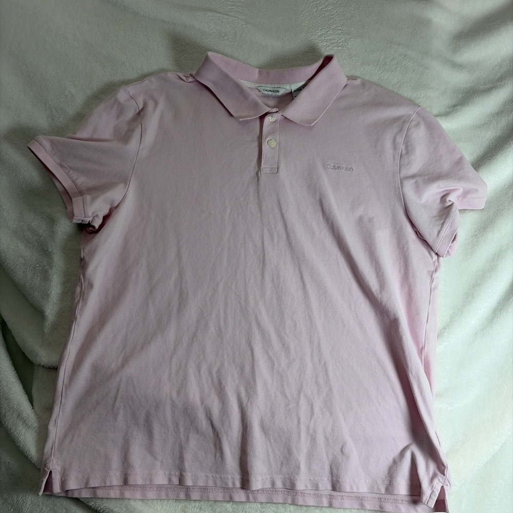 Calvin Klein Women's Pink Preppy 2 Button Front Shirt XL Collared Y2K‎ 90s Retro